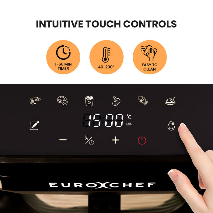 6.5L Air Fryer Electric Digital Airfryer With Glass Container Black