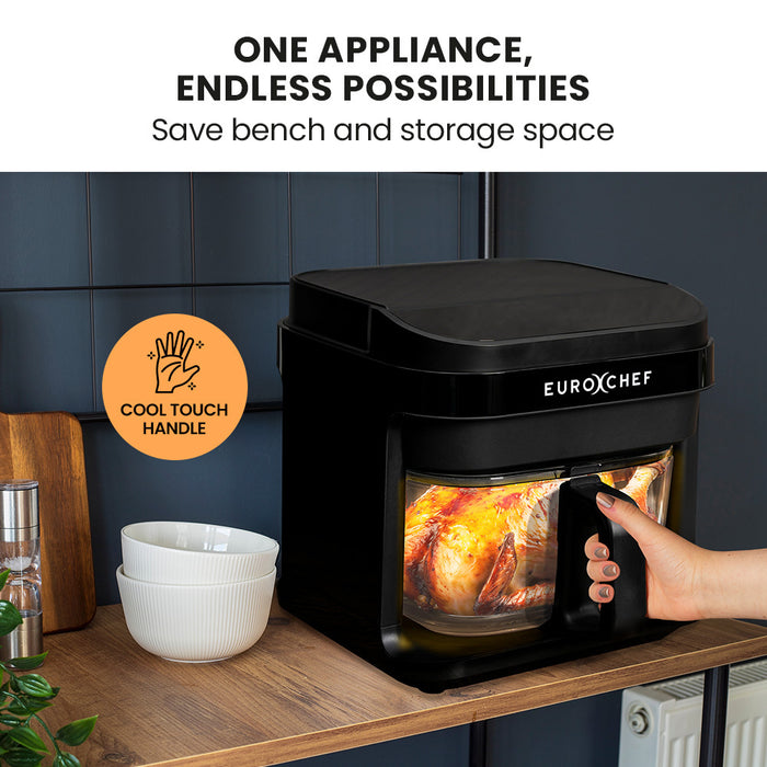 6.5L Air Fryer Electric Digital Airfryer With Glass Container Black