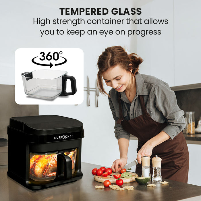 6.5L Air Fryer Electric Digital Airfryer With Glass Container Black