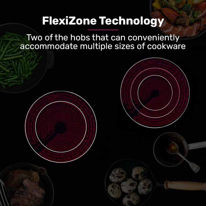 90Cm 5 Zone Ceramic Cooktop 8900W Electric Flexizone Adjustable Size Hobs Touch Controls