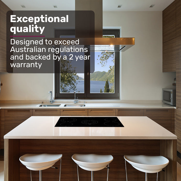 90Cm 5 Zone Ceramic Cooktop 8900W Electric Flexizone Adjustable Size Hobs Touch Controls