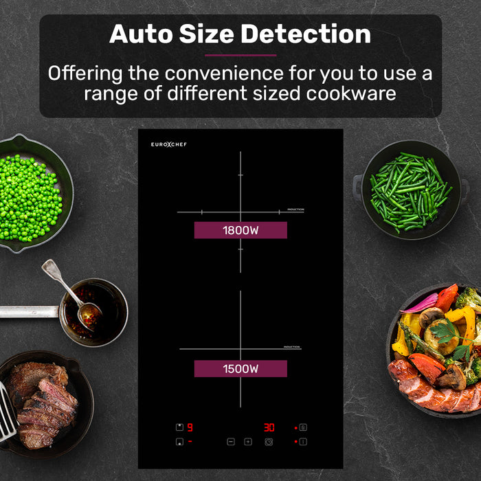 30Cm 2 Zone Induction Cooktop 3300W Electric Touch Controls