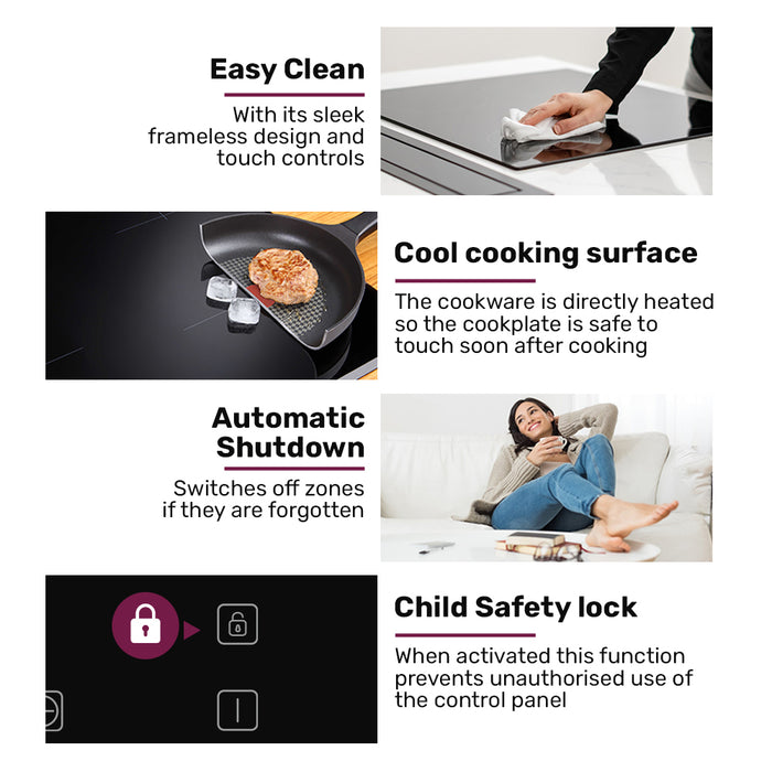 30Cm 2 Zone Induction Cooktop 3300W Electric Touch Controls