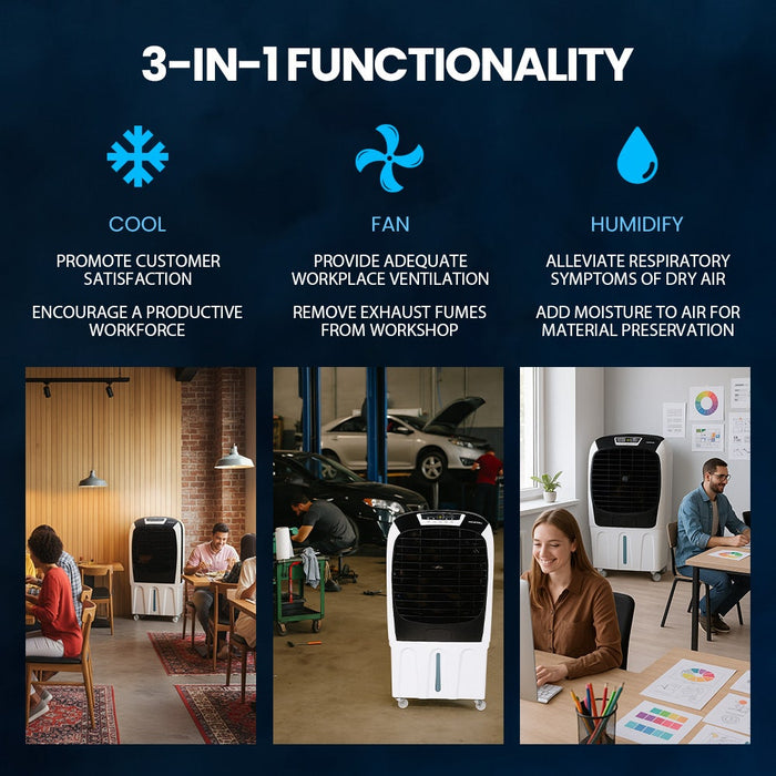 450W 80L Evaporative Air Cooler Commercial Grade Remote Control Fan