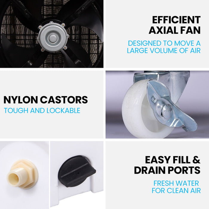 450W 80L Evaporative Air Cooler Commercial Grade Remote Control Fan