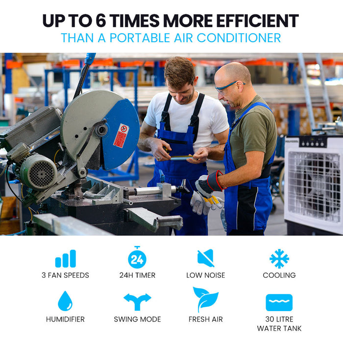 30L Evaporative Air Cooler Portable Industrial Fan Purifier Humidifier Remote Control