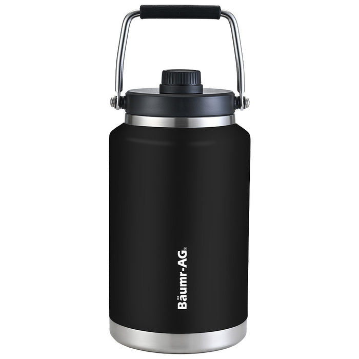 3.8L Double Wall Insulated Stainless Steel Water Bottle Drink Jug With Handle Black