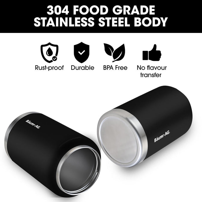3.8L Double Wall Insulated Stainless Steel Water Bottle Drink Jug With Handle Black