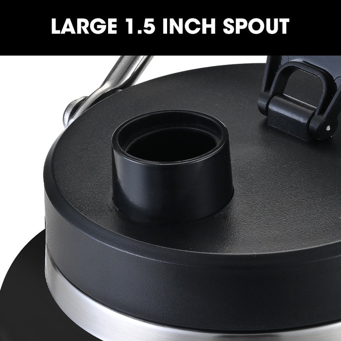 3.8L Double Wall Insulated Stainless Steel Water Bottle Drink Jug With Handle Black