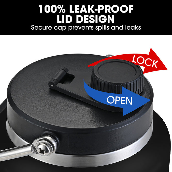 3.8L Double Wall Insulated Stainless Steel Water Bottle Drink Jug With Handle Black