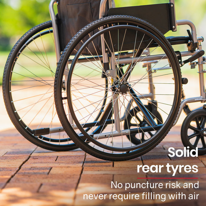 24 Inch Folding Wheelchair Lightweight Portable For Elderly And Disabled Grey