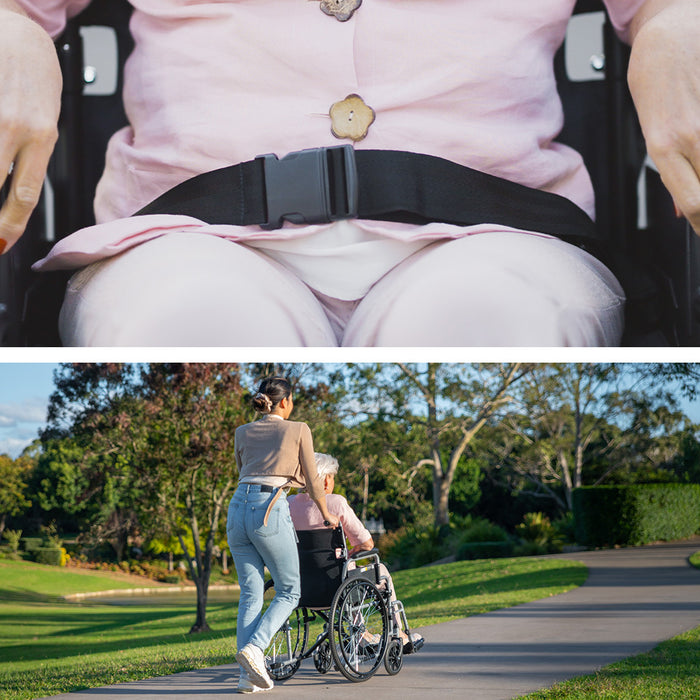 24 Inch Folding Wheelchair Lightweight Portable For Elderly And Disabled Grey