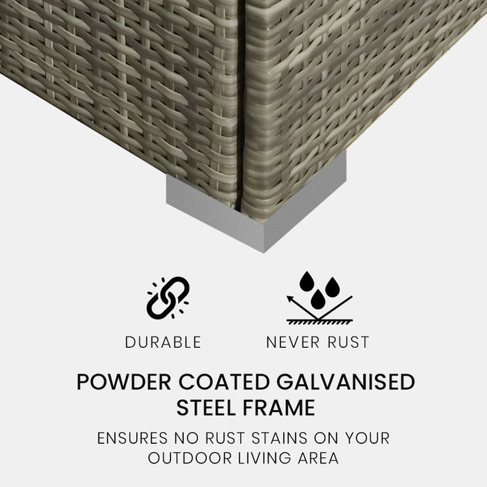 1 Seater Outdoor Ottoman Modular Wicker Lounge Furniture Grey