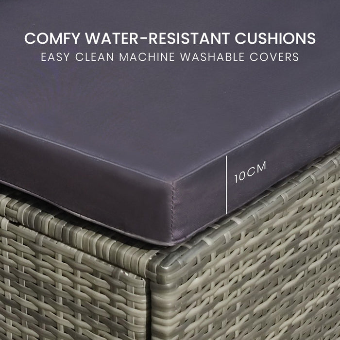 1 Seater Outdoor Ottoman Modular Wicker Lounge Furniture Grey