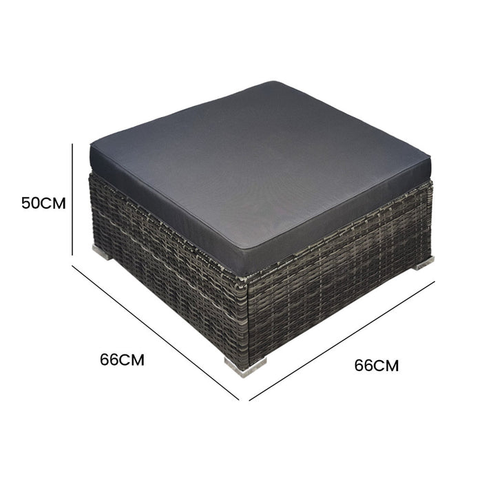 1 Seater Outdoor Ottoman Modular Wicker Lounge Furniture Grey