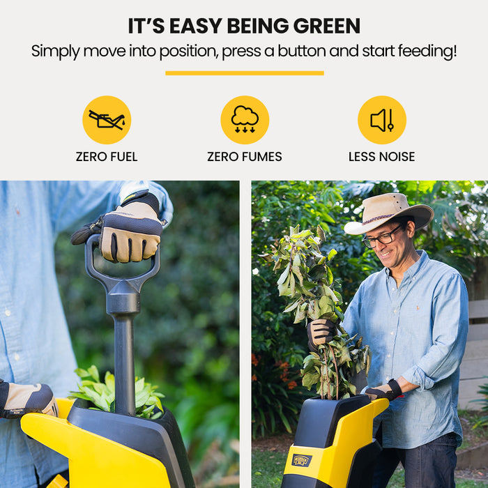 2400W Electric Garden Mulcher Shredder Portable Wood Chipper Push Stick 40L Collection Bag