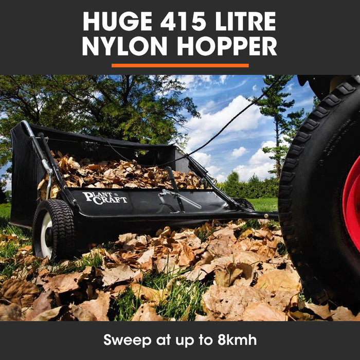 Lawn Sweeper 48" Wide Tow Behind Leaf And Grass Clipping Collector Universal Hitch For Ride On Mower Garden Tractor