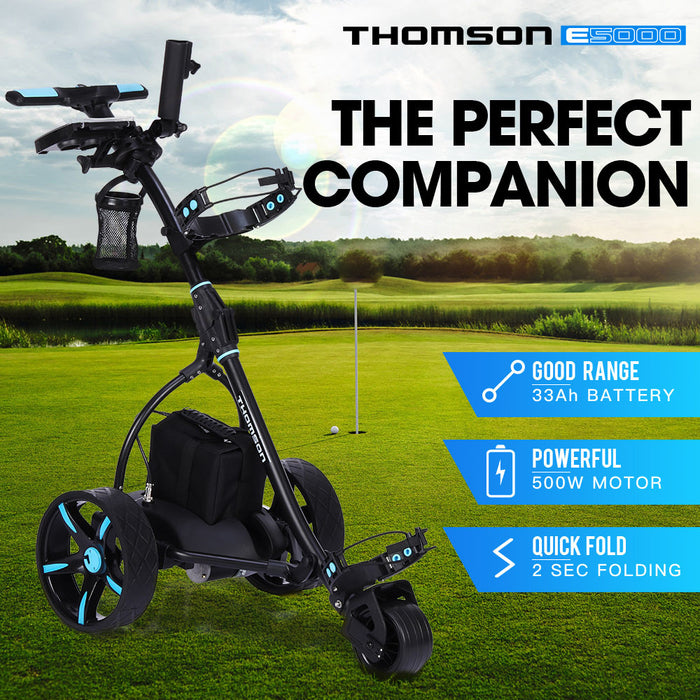 Golf Buggy Electric Trolley Automatic Motorised Foldable Cart Led Black