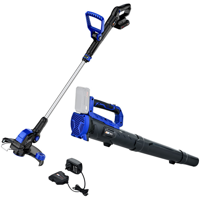 20V Leaf Blower & Line Trimmer / Edger Combo Kit With 4.0Ah Battery & Fast Charger