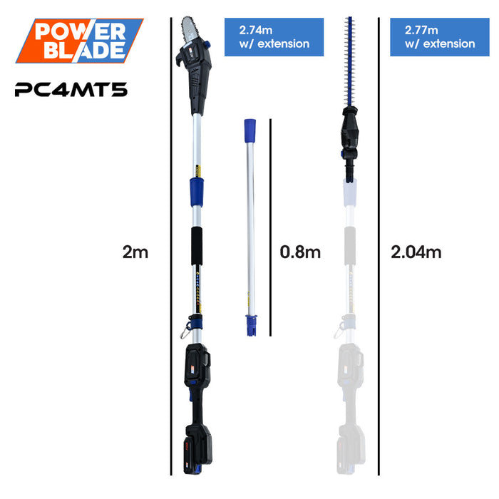20V Cordless Pole Saw & Hedge Trimmer Combo 8" Chainsaw Pruner & 20" Hedger Telescopic Handle Battery And Fast Charger Kit
