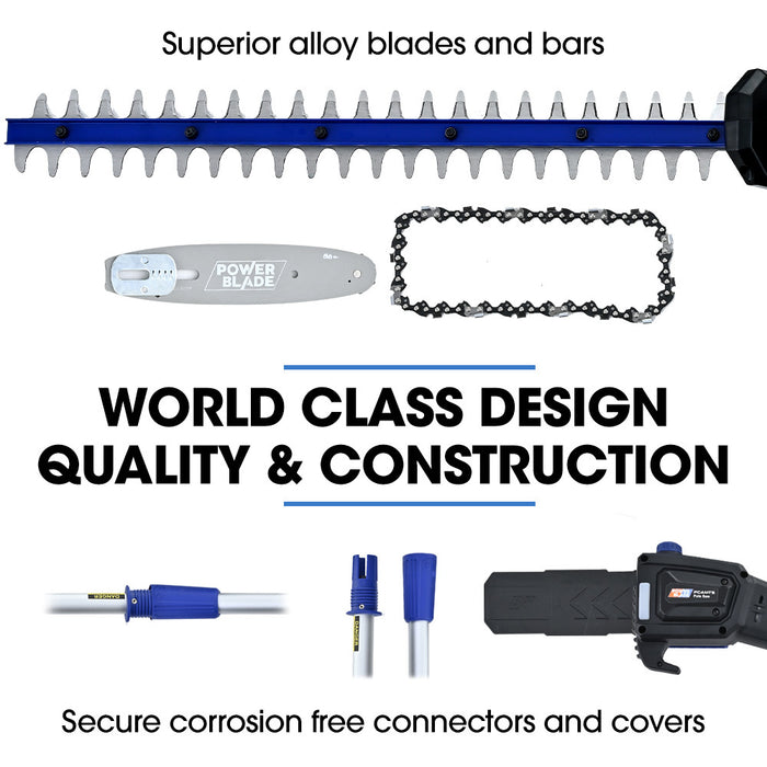 20V Cordless Pole Saw & Hedge Trimmer Combo 8" Chainsaw Pruner & 20" Hedger Telescopic Handle Battery And Fast Charger Kit