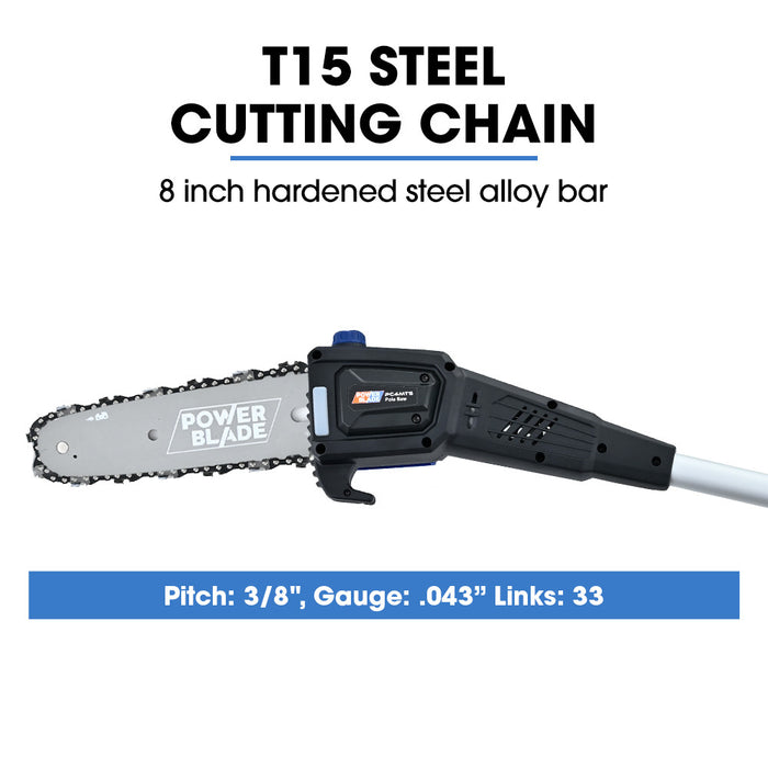 20V Cordless Pole Saw & Hedge Trimmer Combo 8" Chainsaw Pruner & 20" Hedger Telescopic Handle Battery And Fast Charger Kit