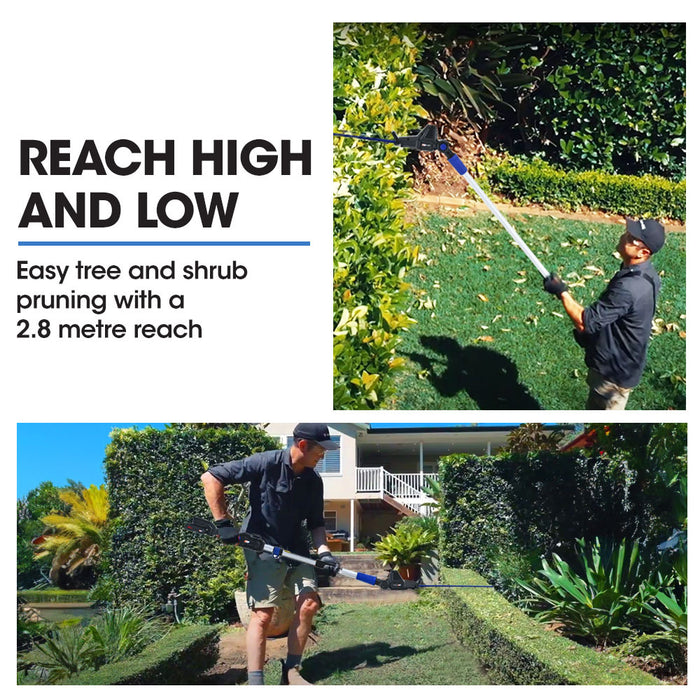 20V Cordless Pole Saw & Hedge Trimmer Combo 8" Chainsaw Pruner & 20" Hedger Telescopic Handle Battery And Fast Charger Kit