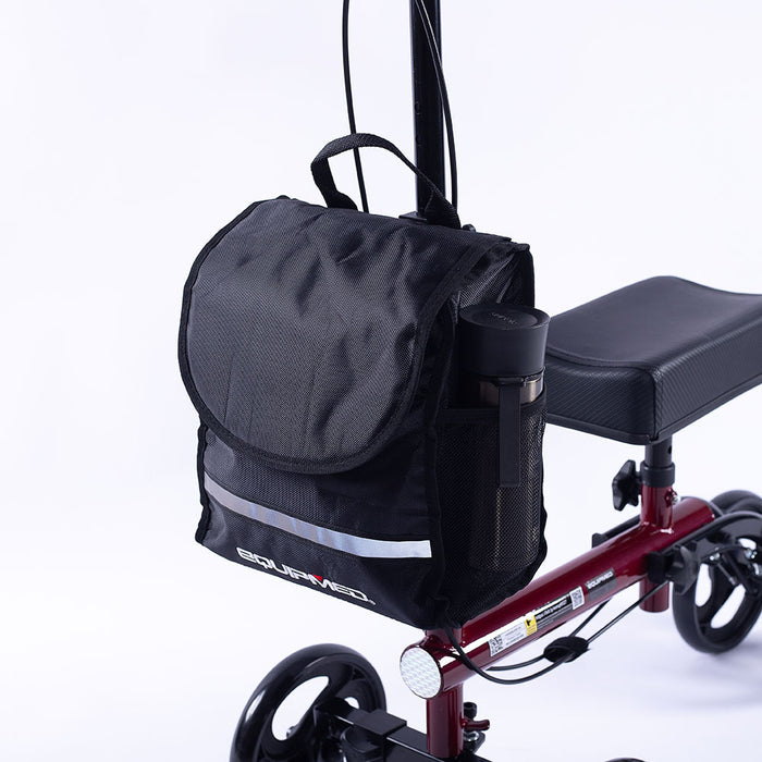 Knee Scooter Walker Dual Brakes - Bag - Broken Leg Ankle Foot Mobility - Crutches Alternative - Red