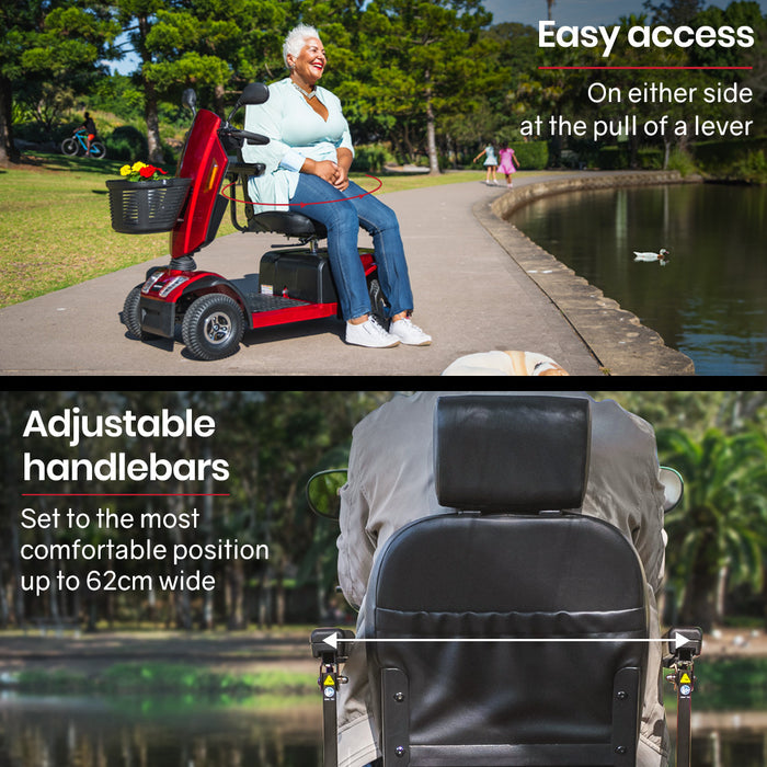 Venturecruise Mobility Scooter S-Xxl Comfortable Size For All Riders 30Km Max Range 180Kg Capacity Red