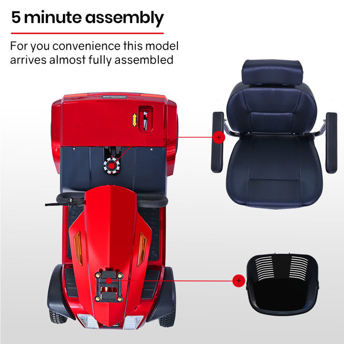 Venturecruise Mobility Scooter S-Xxl Comfortable Size For All Riders 30Km Max Range 180Kg Capacity Red