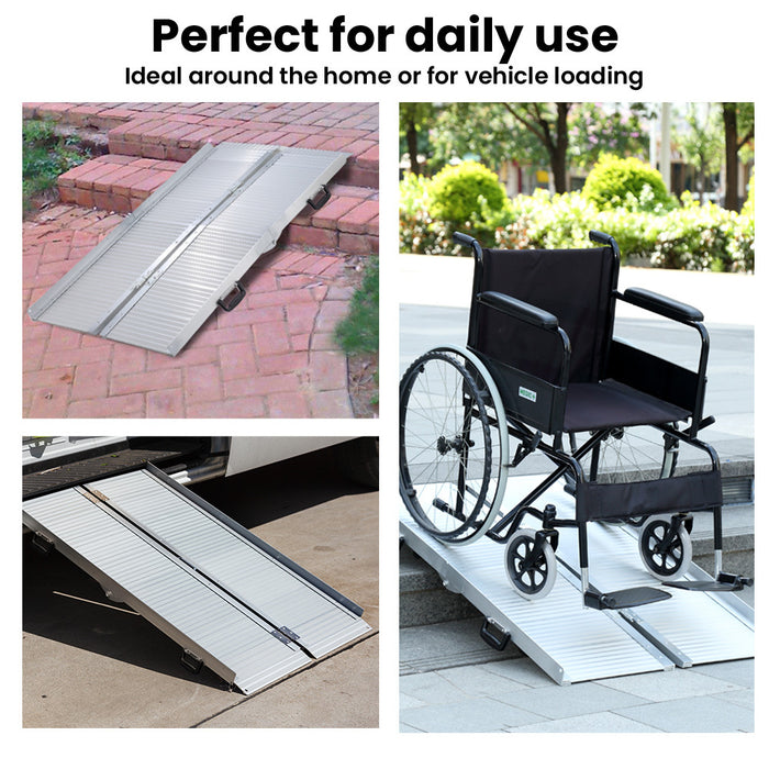 152Cm Portable Folding Aluminium Access Ramp 272Kg Rated For Wheelchair Mobility Scooter Rollator