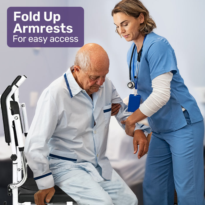 Commode Shower Chair Over Toilet Or Bedside 136Kg Capacity Aluminium Frame With Wheels Black