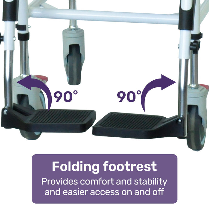 Commode Shower Chair Over Toilet Or Bedside 136Kg Capacity Aluminium Frame With Wheels Black