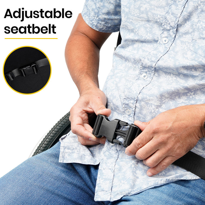 Extra-Wide Folding Wheelchair Aluminium Frame 150Kg Capacity 24 Inch Wheels Park Brakes Black