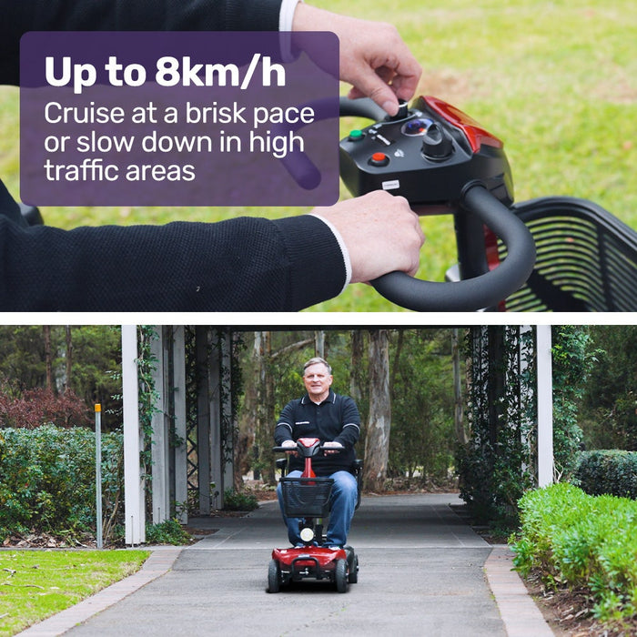 Freelite+ Mid-Sized Foldable Electric Mobility Scooter Lithium Battery Long Range And Easy Charging Red