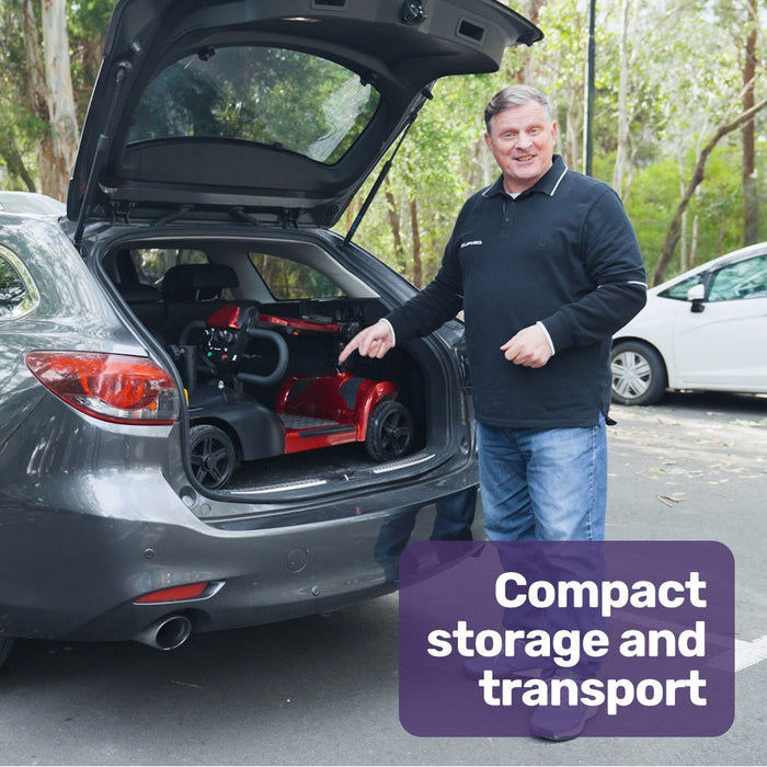 Freelite+ Mid-Sized Foldable Electric Mobility Scooter Lithium Battery Long Range And Easy Charging Red