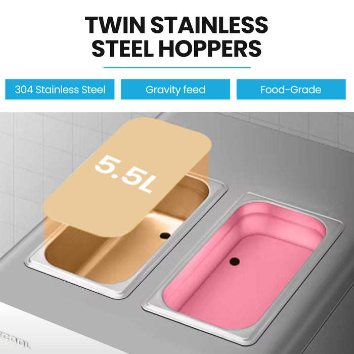 Benchtop Soft Serve Ice Cream Machine 3 Flavours 2+Twist Frozen Yoghurt Acai Maker Twin Cylinder Counter Top Design 15A Plug