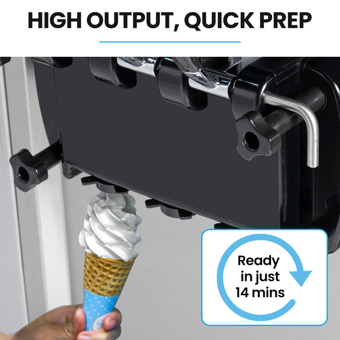 Benchtop Soft Serve Ice Cream Machine 3 Flavours 2+Twist Frozen Yoghurt Acai Maker Twin Cylinder Counter Top Design 15A Plug