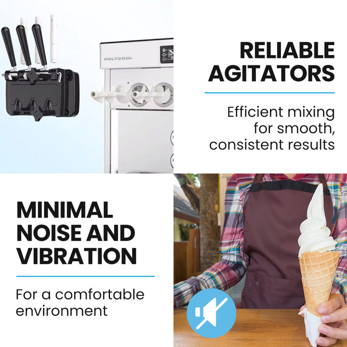 Benchtop Soft Serve Ice Cream Machine 3 Flavours 2+Twist Frozen Yoghurt Acai Maker Twin Cylinder Counter Top Design 15A Plug