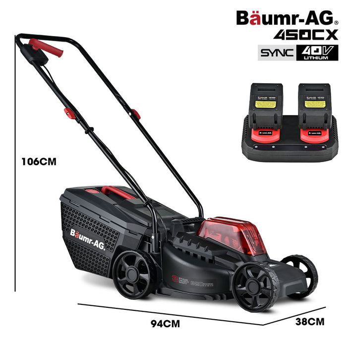 450Cx 40V Sync Cordless Lawn Mower Kit Fast Charger 2 X 4Ah Battery 320Mm Grass Cutting Path