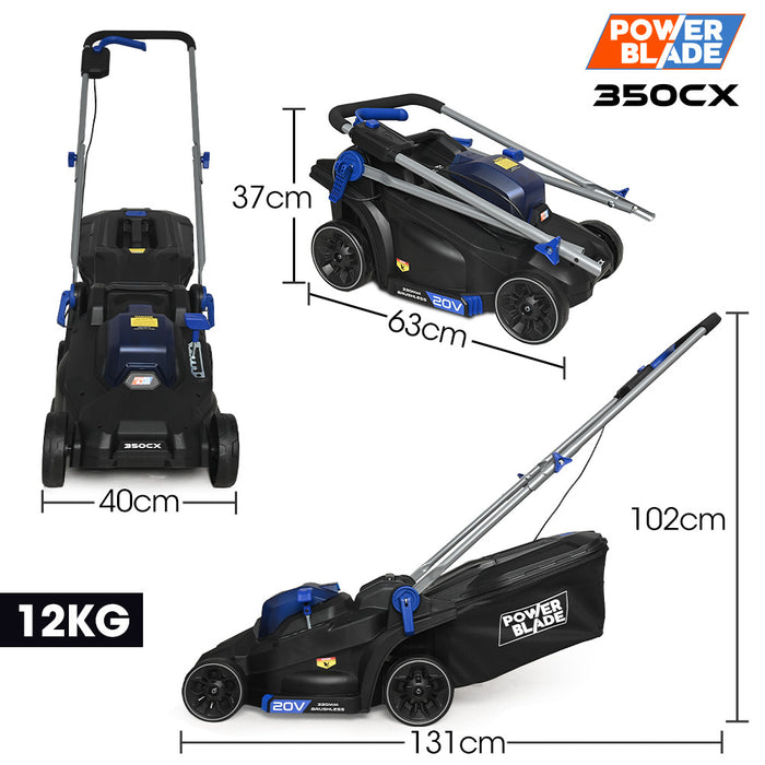 350Cx 20V 13" Cordless Lawn Mower Kit Fast Charger 4Ah Battery 5 Height Brushless Electric 330Mm Cutting Path