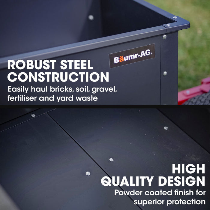 270Kg Capacity Metal Dump Cart For Ride On Mower