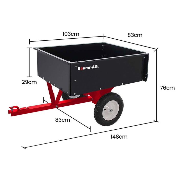270Kg Capacity Metal Dump Cart For Ride On Mower