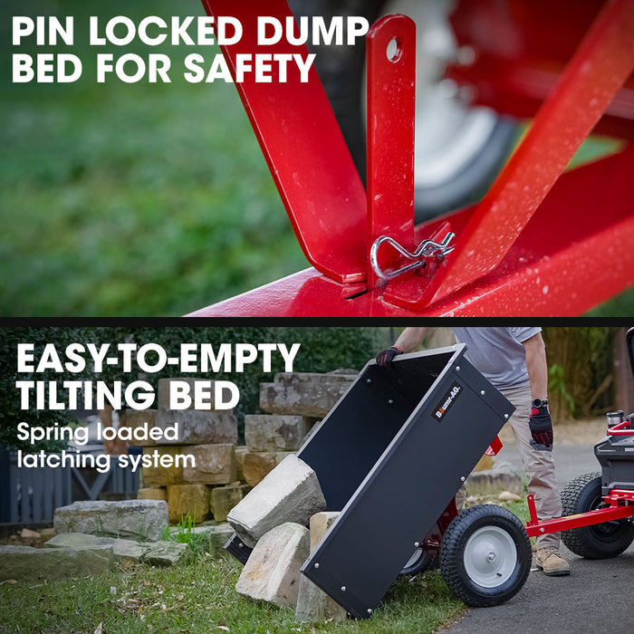 270Kg Capacity Metal Dump Cart For Ride On Mower