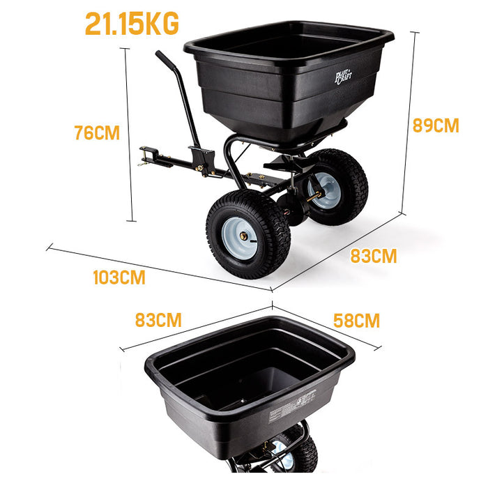 Tow Behind Broadcast Spreader 90Kg 105L Seed Fertiliser Tow Rotary
