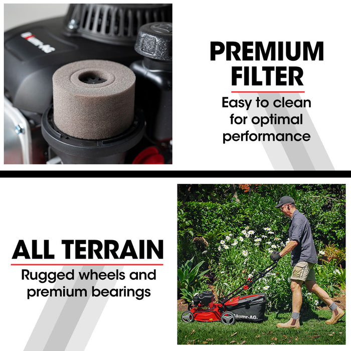 Lawn Mower 139Cc 17 Petrol Push Lawnmower 4-Stroke Engine Catch