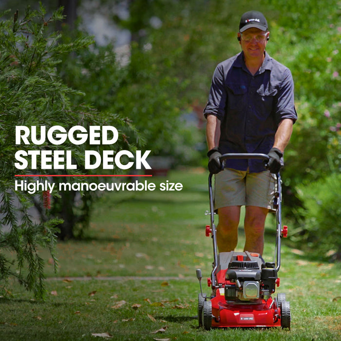 Lawn Mower 139Cc 17 Petrol Push Lawnmower 4-Stroke Engine Catch