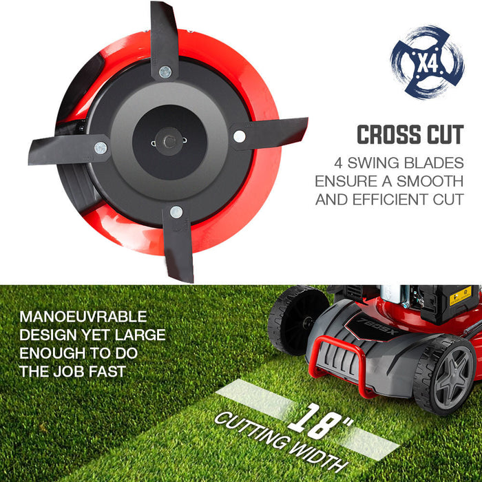 Lawn Mower 18 220Cc Petrol Self-Propelled Push Lawnmower 4-Stroke