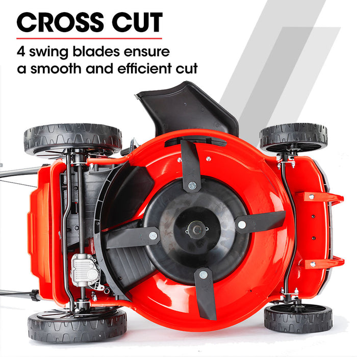 220Cc Lawn Mower 4-Stroke 20 Inch Petrol Lawnmower 4-In-1 Self-Propelled Push