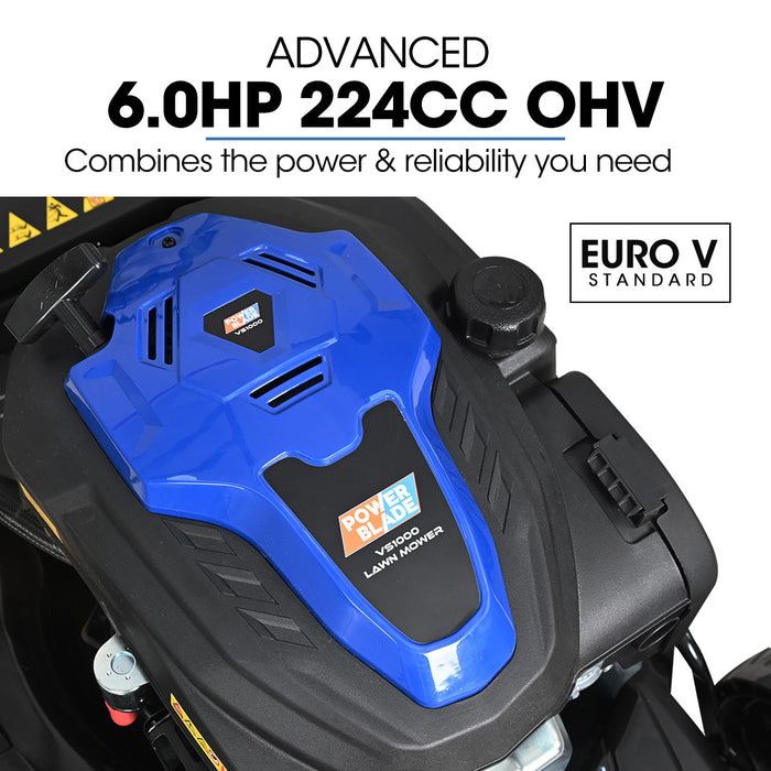22" 224Cc Self-Propelled Lawn Mower Electric Start 7 Height Steel Deck Deck Wash Port Ohv 4-Stroke Petrol - Vs1000